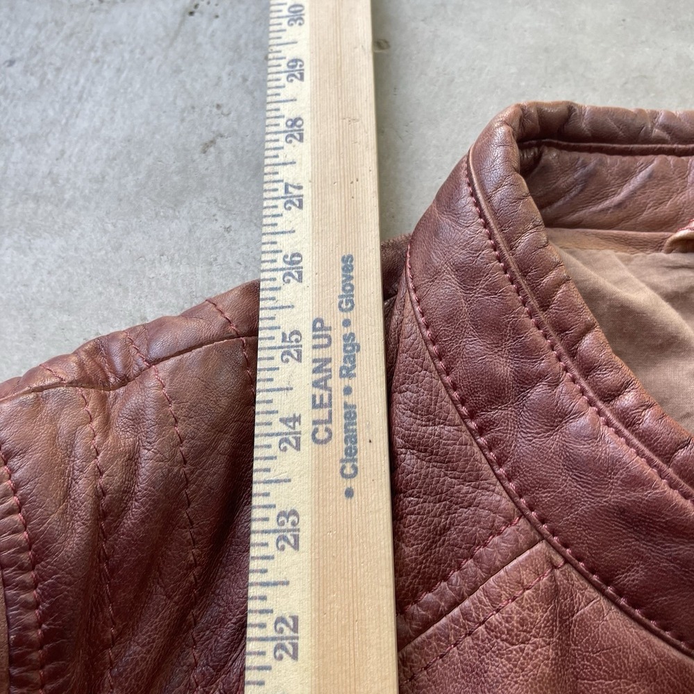 Vintage Distressed Brown Genuine Leather Biker Jacket Gipsy Shoulder Moto Y2K - Picture 6 of 7